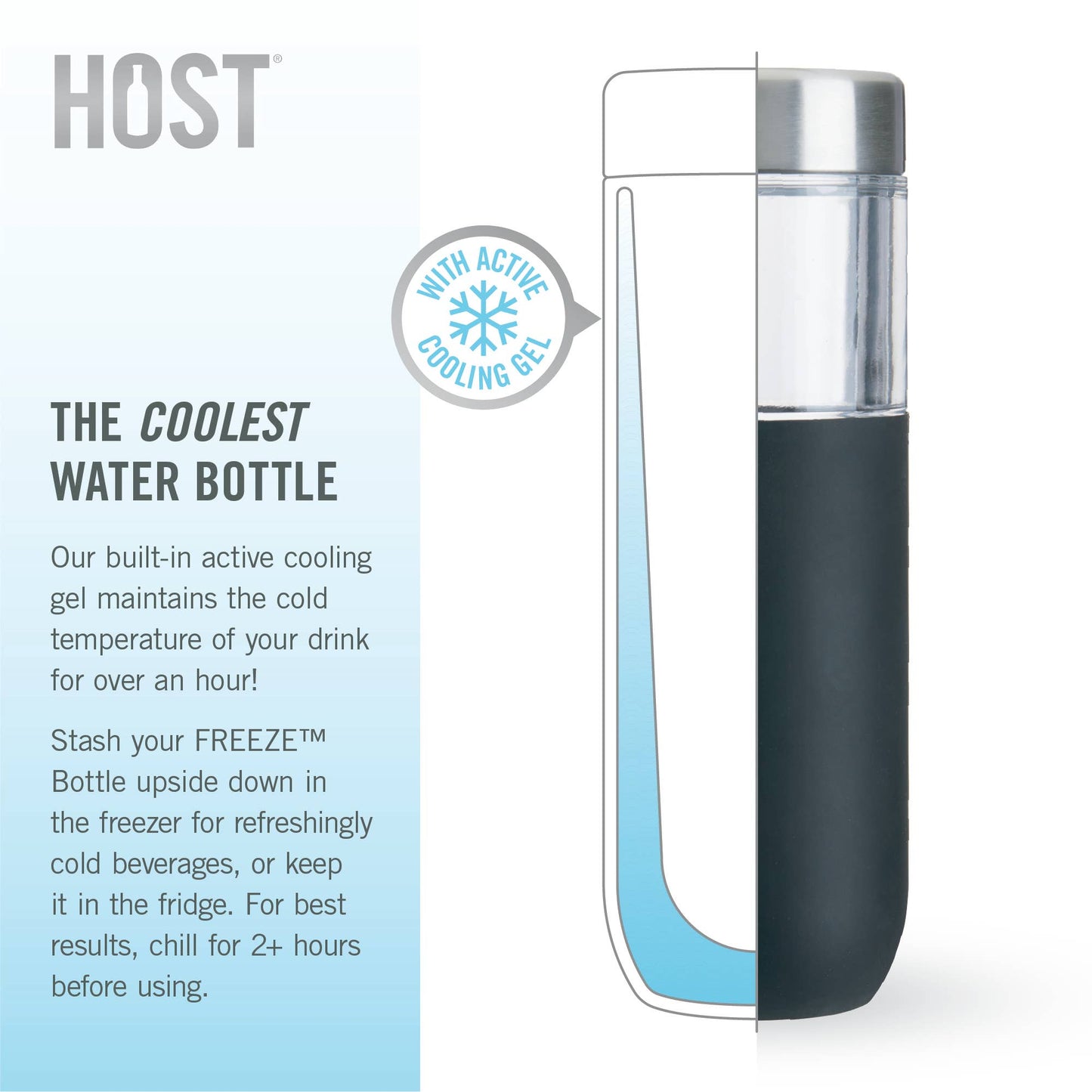 FREEZE™ Bottle Insulated w/ Active Cooling Gel - Black